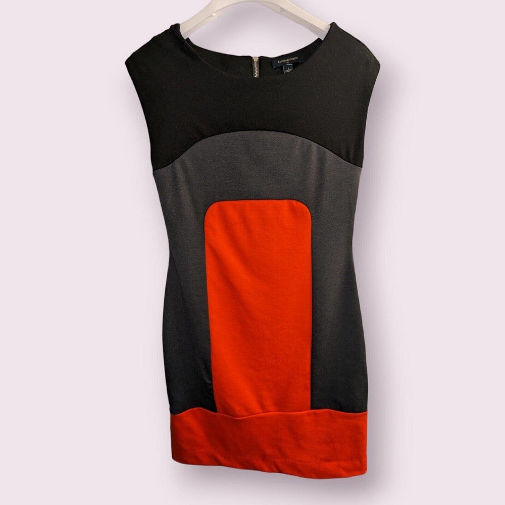 Banana Republic Sheath Dress Women's Size 2 Lined Cap Sleeves Color Block Career